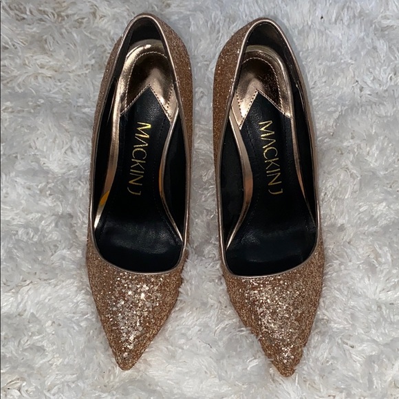 Rose Gold Glitter Stiletto with Metallic Heel - Picture 3 of 7